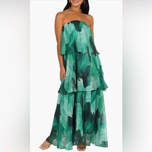 Petal & Pup Bloom Strapless Tiered Chiffon Maxi Dress